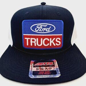 Retro Vintage Style Ford Trucks Otto Flat Bill Cap Hat Embroidered Patch Mesh